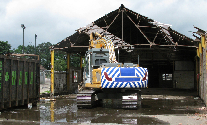 Mechanical demolition of existing site structures
