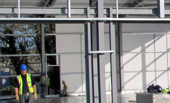 Ongoing installation of walls and floor